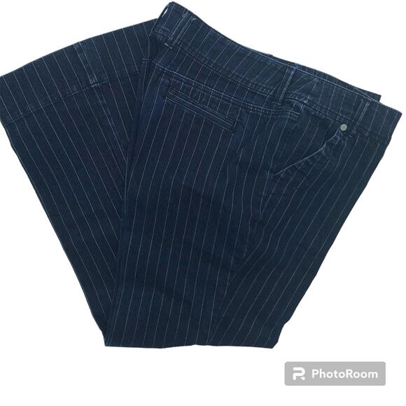 NEW YORK AND COMPANY Pinstriped Wide Legged  Denim Trouser Pants | Size 18 - Picture 1 of 5
